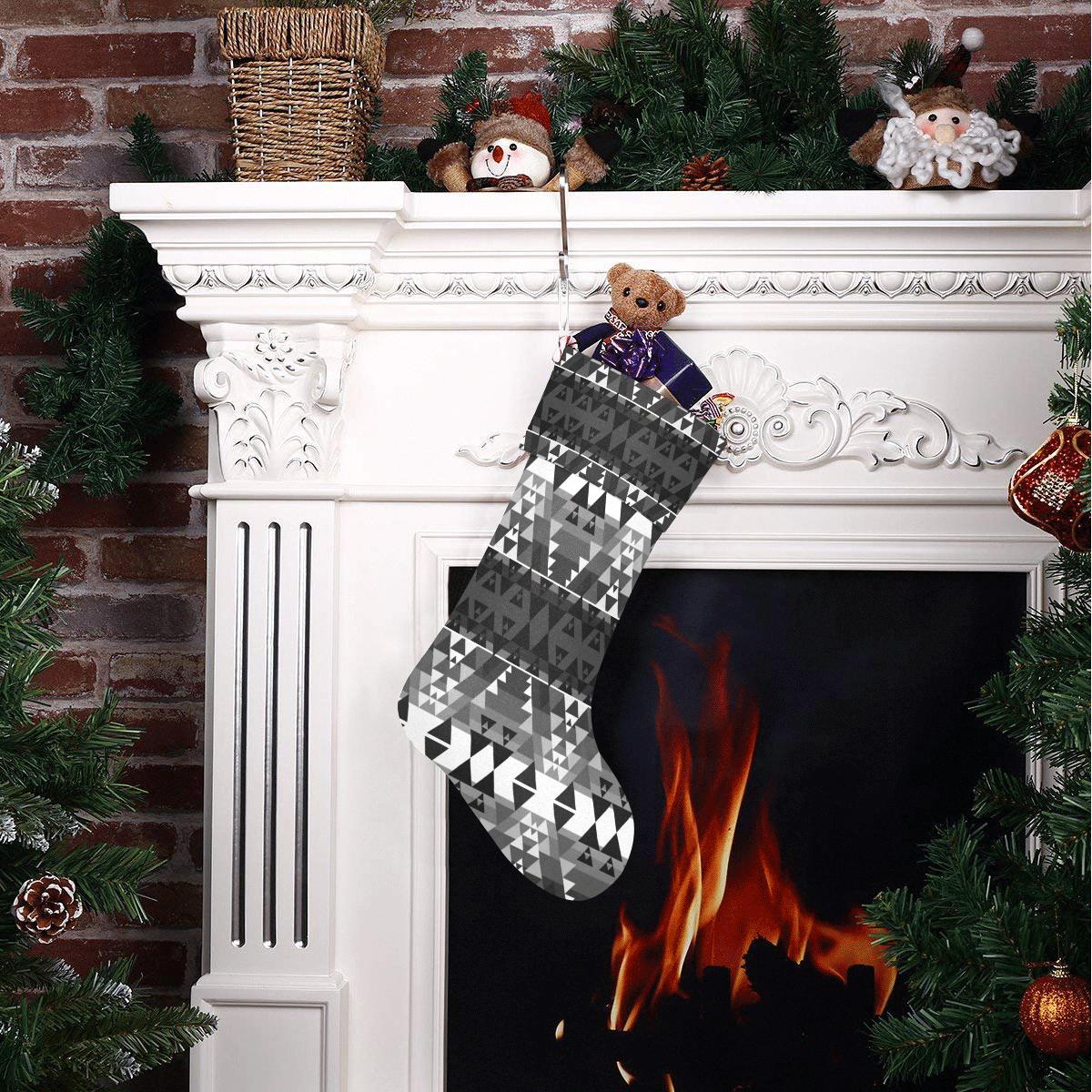 Writing on Stone Black and White Christmas Stocking holiday stocking e-joyer