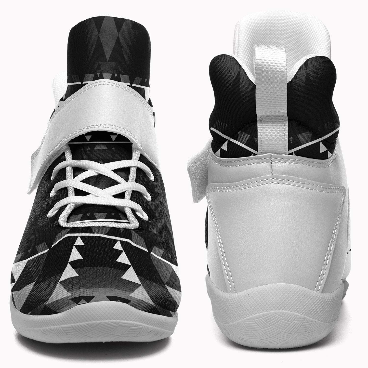 Writing on Stone Black and White Ipottaa Basketball / Sport High Top Shoes - White Sole 49 Dzine