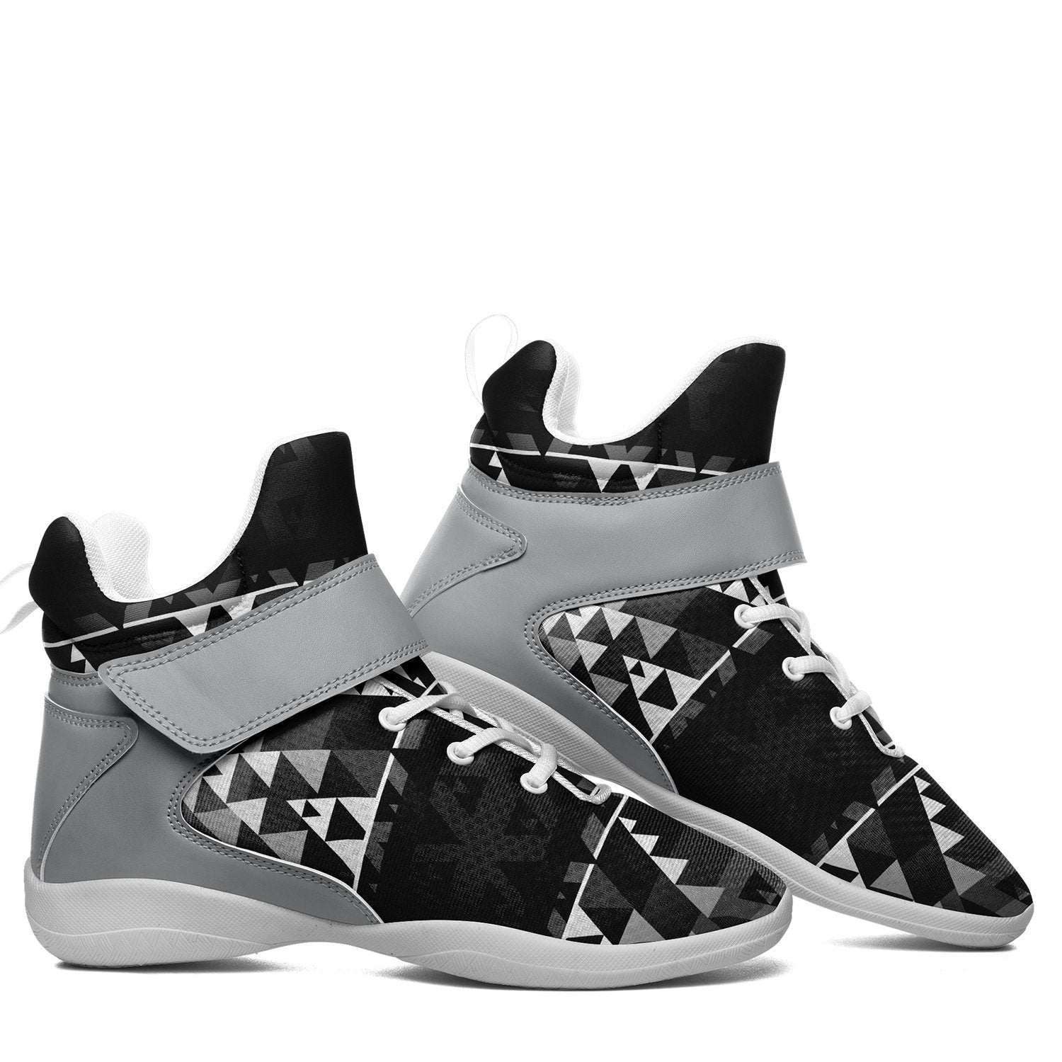 Writing on Stone Black and White Ipottaa Basketball / Sport High Top Shoes - White Sole 49 Dzine