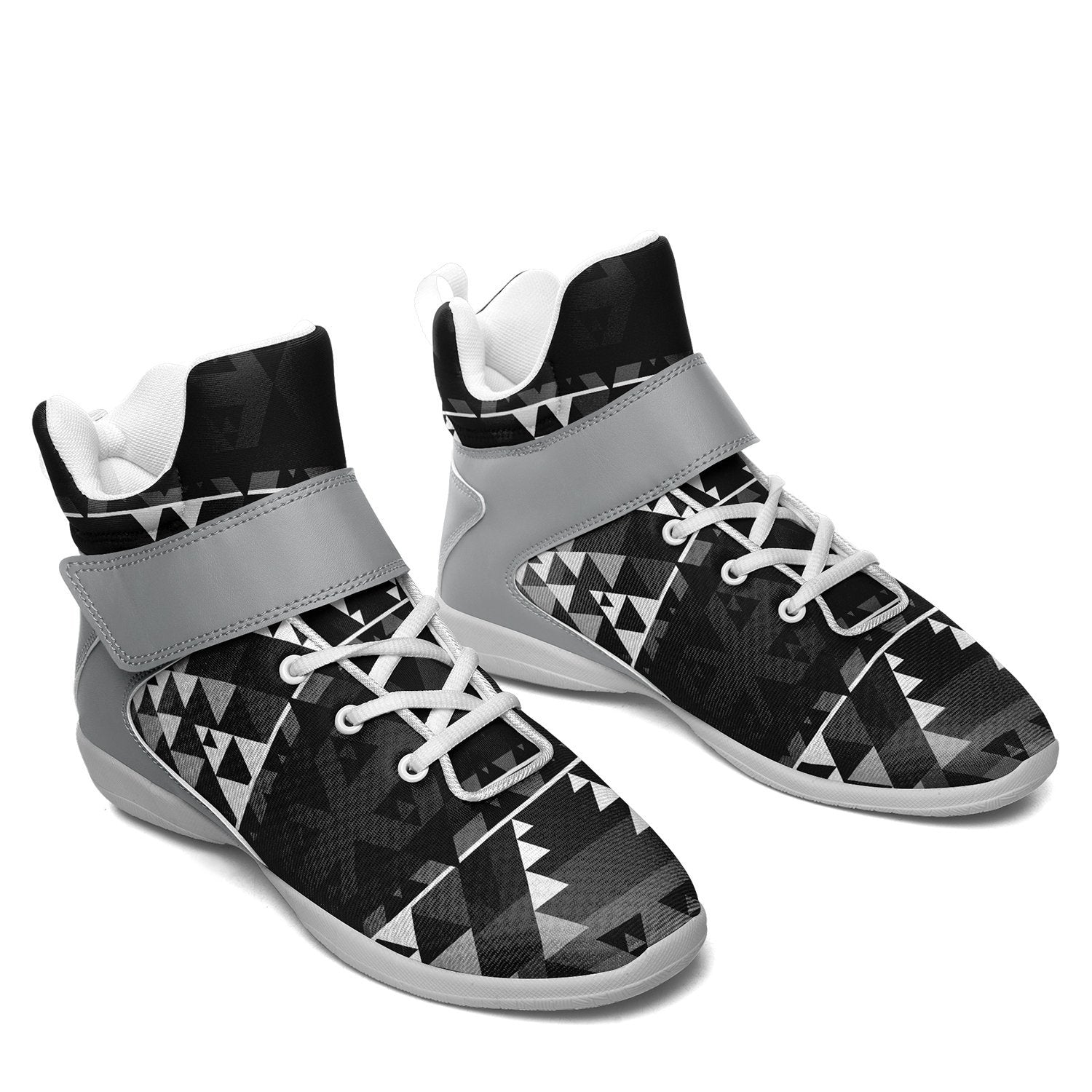 Writing on Stone Black and White Ipottaa Basketball / Sport High Top Shoes - White Sole 49 Dzine