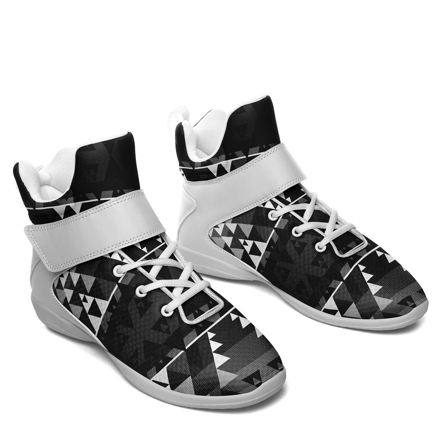 Writing on Stone Black and White Ipottaa Basketball / Sport High Top Shoes - White Sole 49 Dzine
