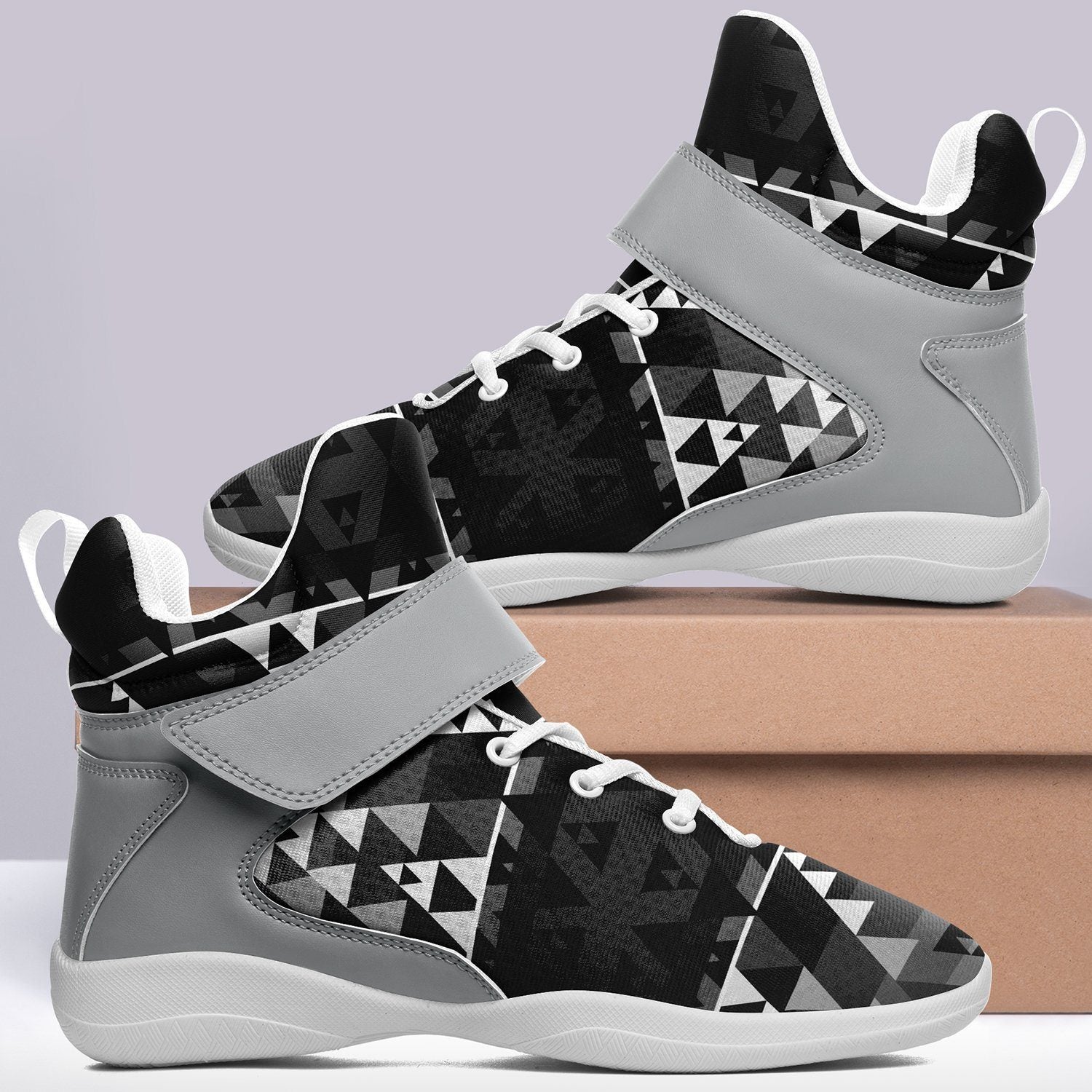 Writing on Stone Black and White Ipottaa Basketball / Sport High Top Shoes - White Sole 49 Dzine