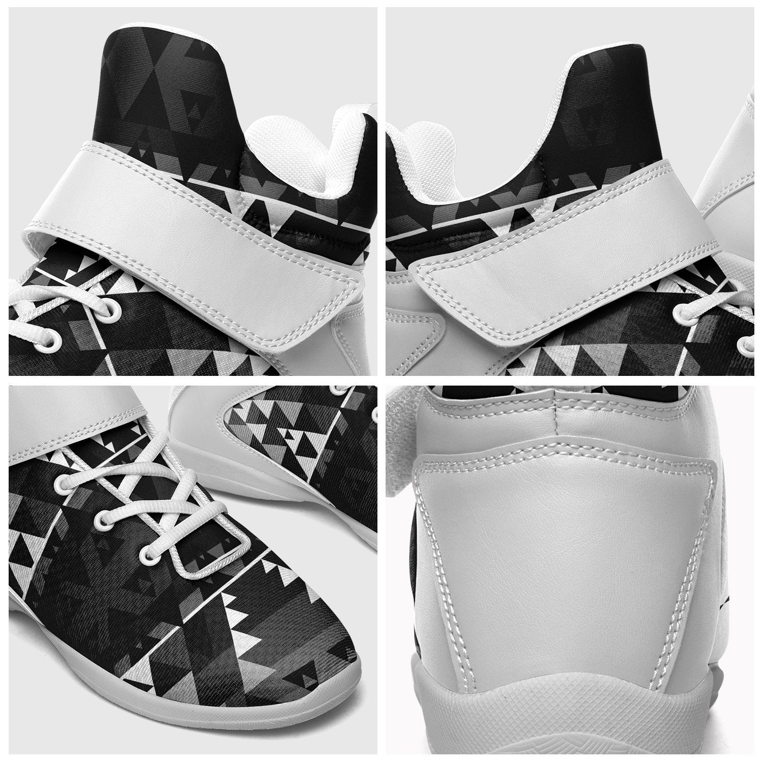 Writing on Stone Black and White Ipottaa Basketball / Sport High Top Shoes - White Sole 49 Dzine