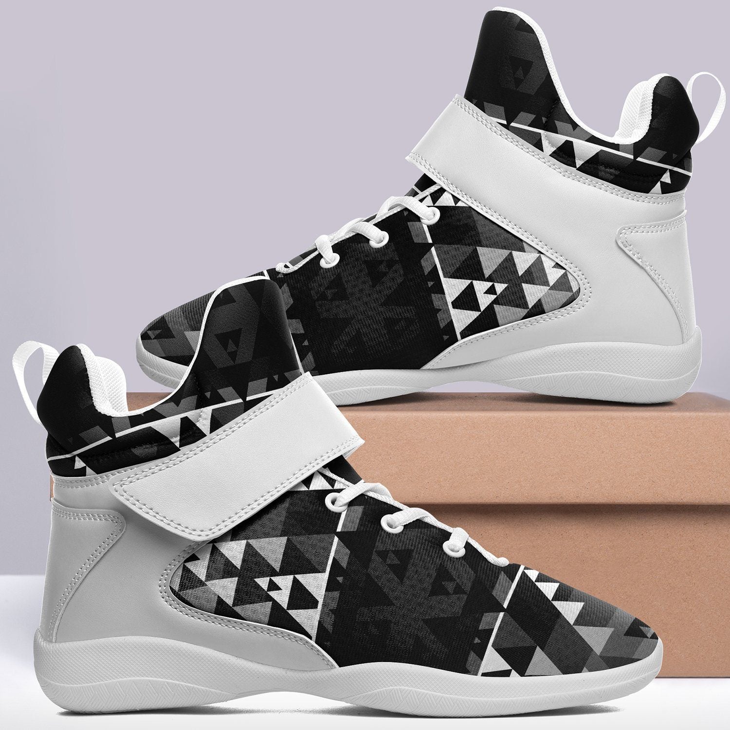 Writing on Stone Black and White Ipottaa Basketball / Sport High Top Shoes - White Sole 49 Dzine