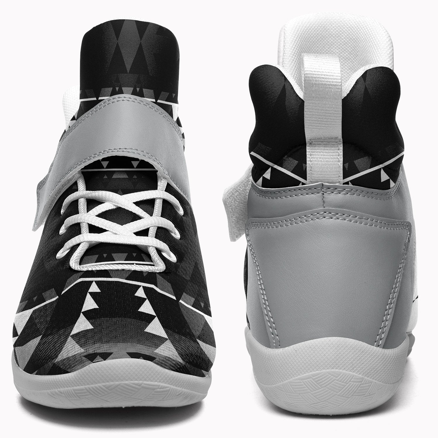 Writing on Stone Black and White Ipottaa Basketball / Sport High Top Shoes - White Sole 49 Dzine