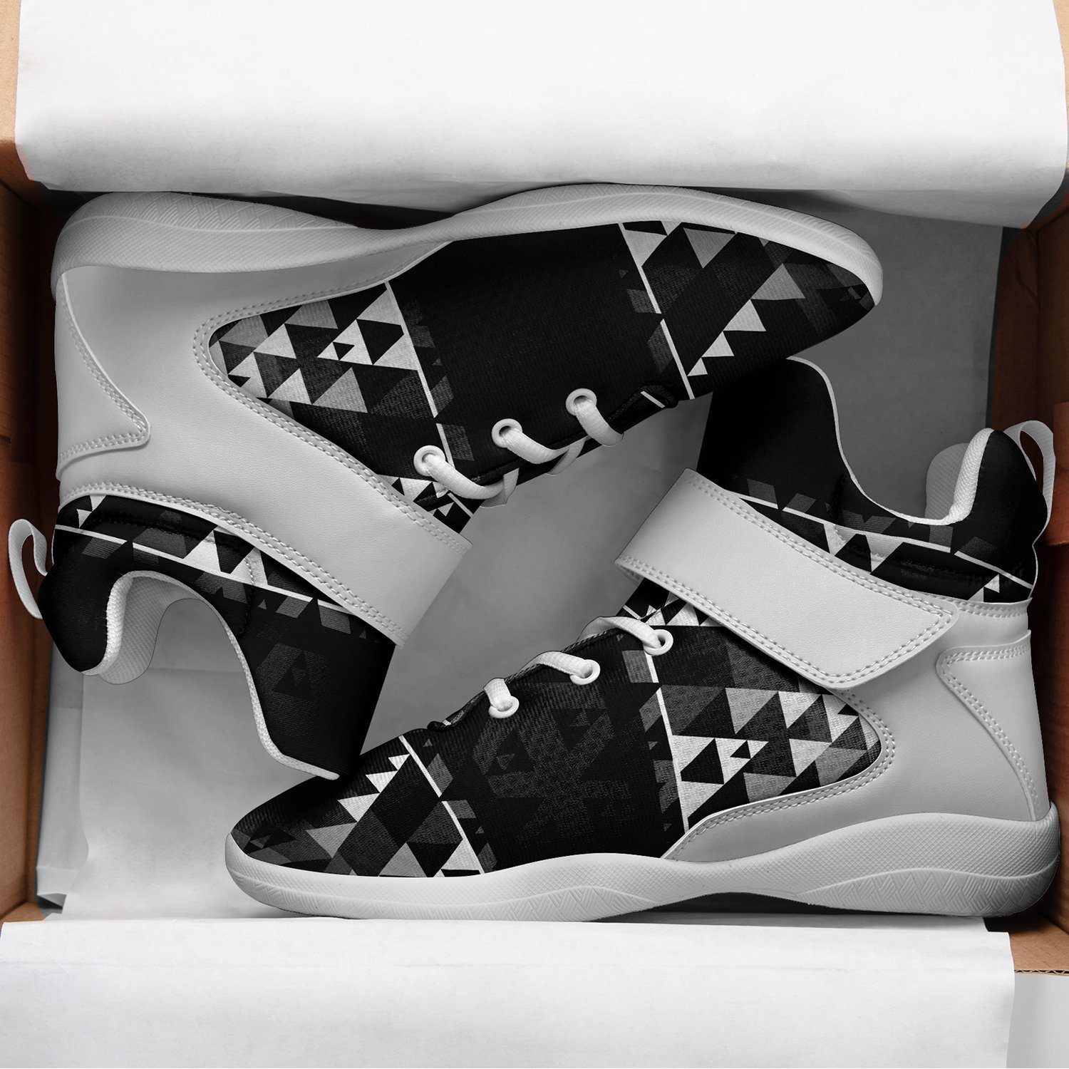 Writing on Stone Black and White Ipottaa Basketball / Sport High Top Shoes - White Sole 49 Dzine