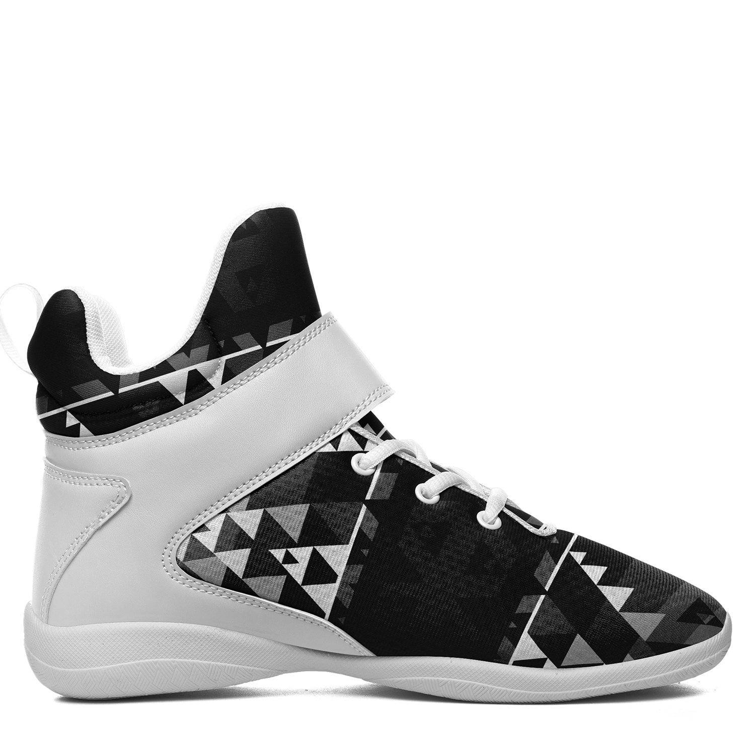 Writing on Stone Black and White Ipottaa Basketball / Sport High Top Shoes - White Sole 49 Dzine