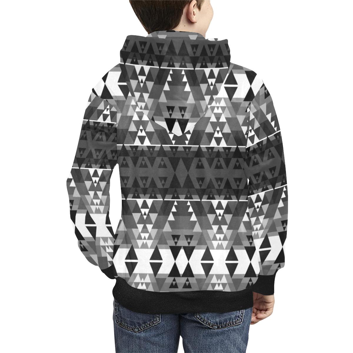 Writing on Stone Black and White Kids' All Over Print Hoodie (Model H38) Kids' AOP Hoodie (H38) e-joyer