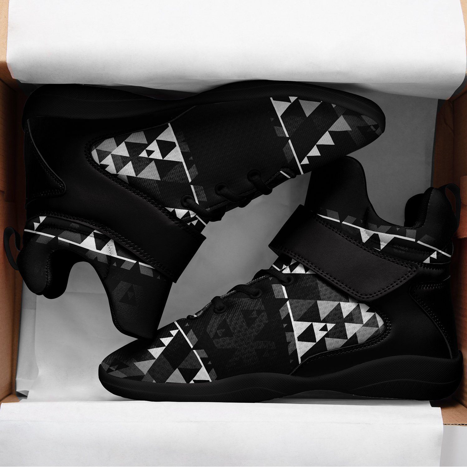 Writing on Stone Black and White Kid's Ipottaa Basketball / Sport High Top Shoes 49 Dzine