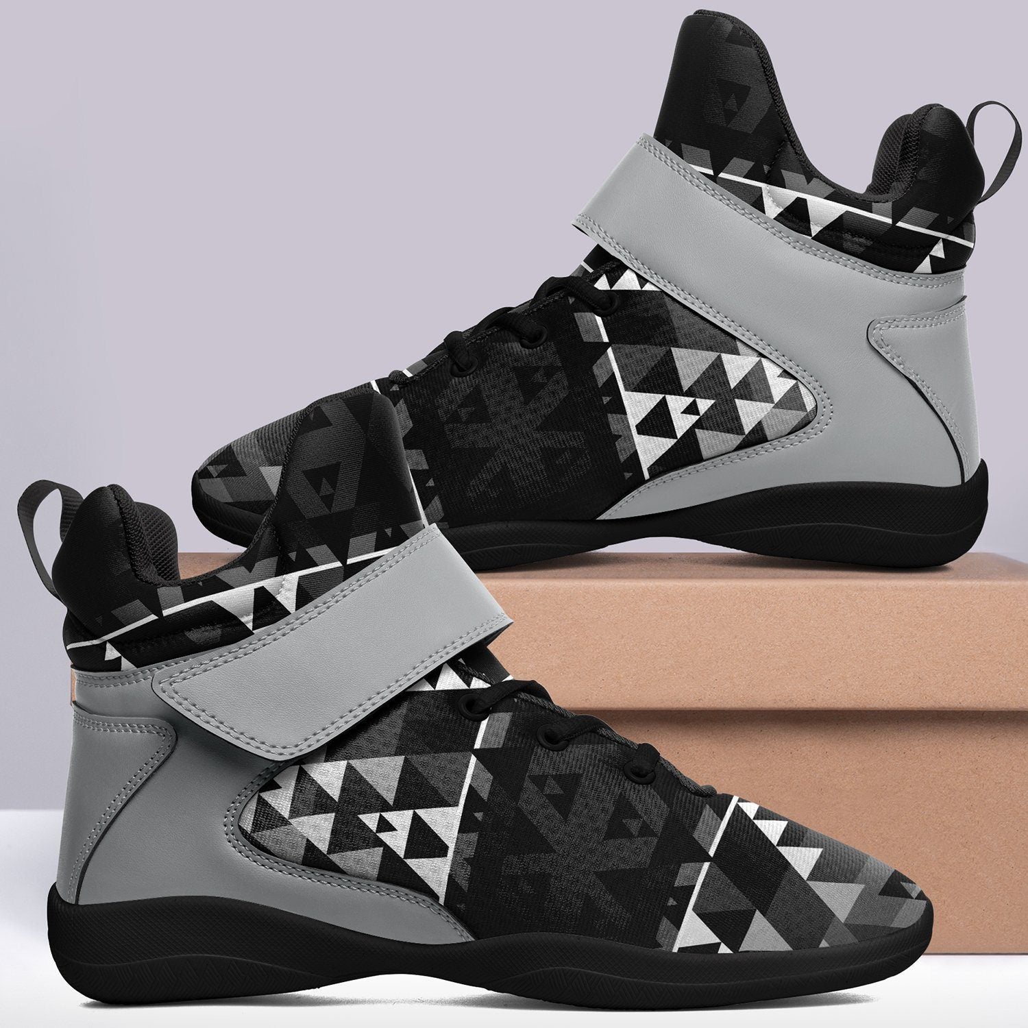 Writing on Stone Black and White Kid's Ipottaa Basketball / Sport High Top Shoes 49 Dzine