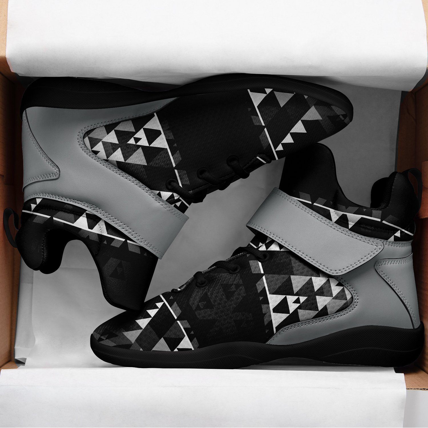 Writing on Stone Black and White Kid's Ipottaa Basketball / Sport High Top Shoes 49 Dzine