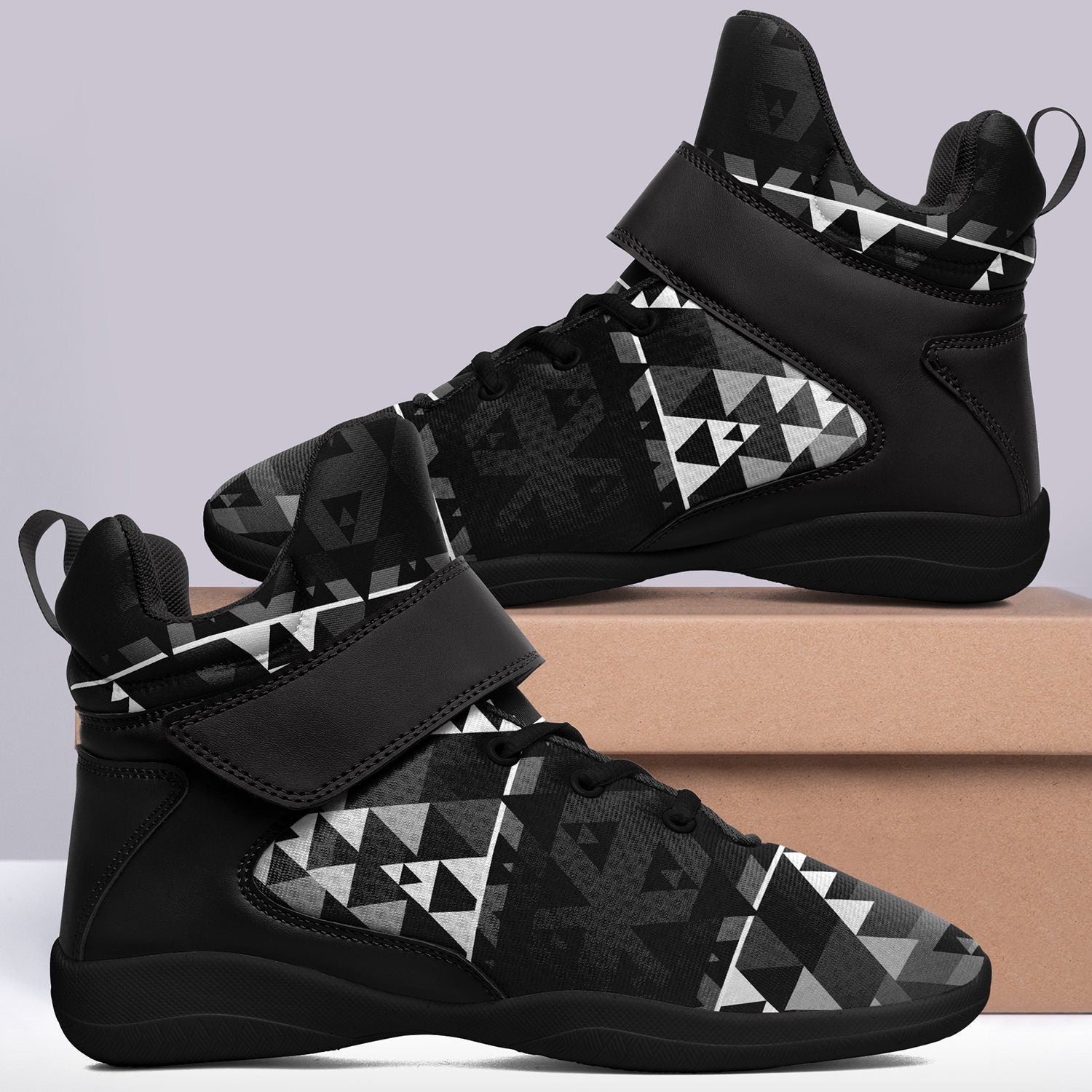 Writing on Stone Black and White Kid's Ipottaa Basketball / Sport High Top Shoes 49 Dzine