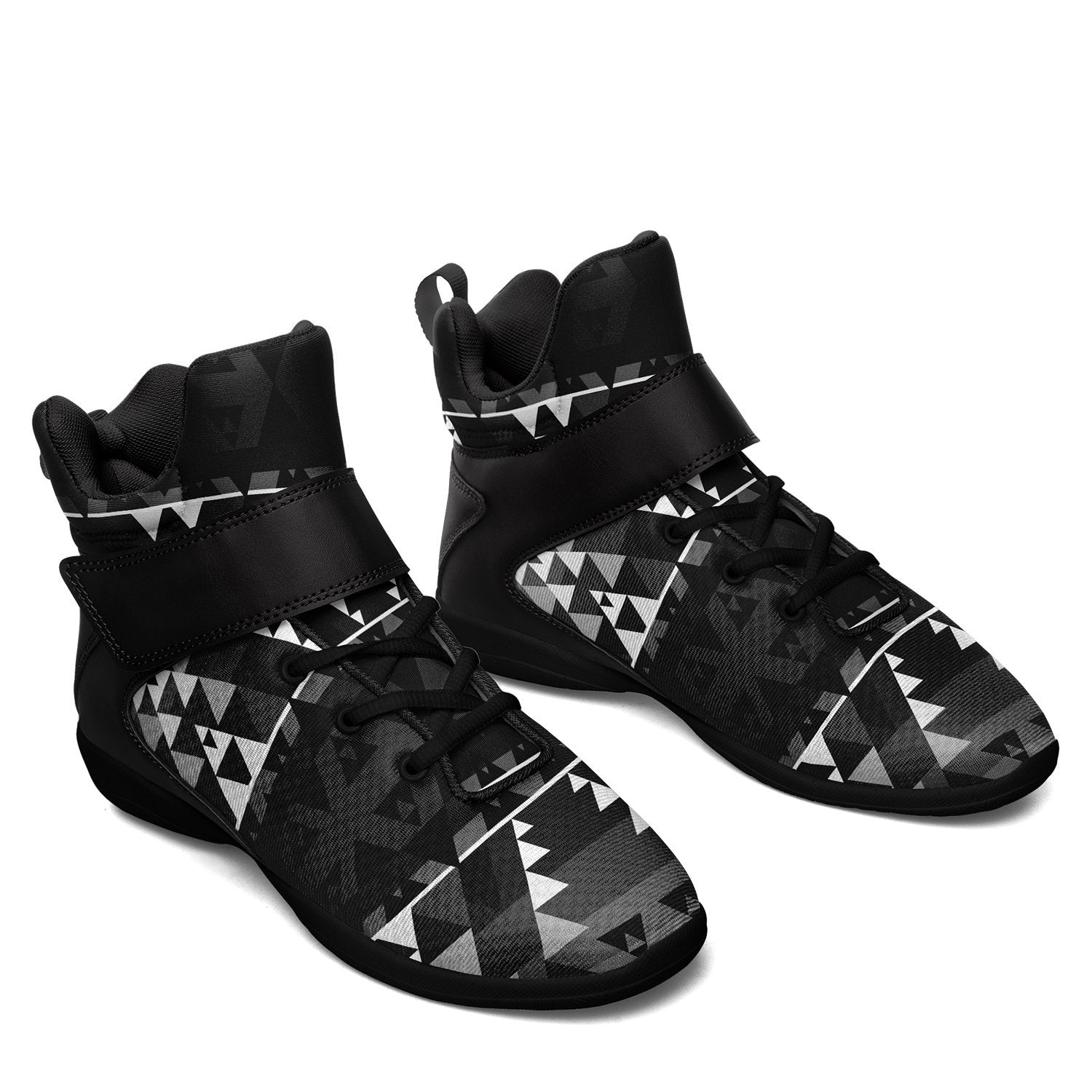 Writing on Stone Black and White Kid's Ipottaa Basketball / Sport High Top Shoes 49 Dzine