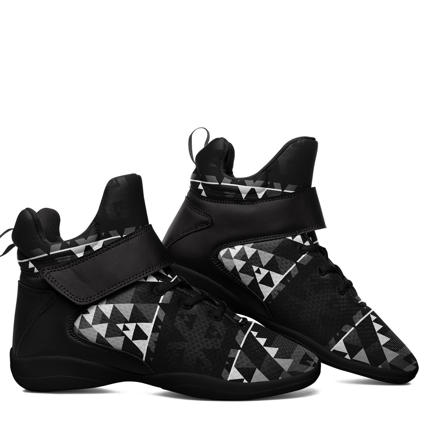 Writing on Stone Black and White Kid's Ipottaa Basketball / Sport High Top Shoes 49 Dzine