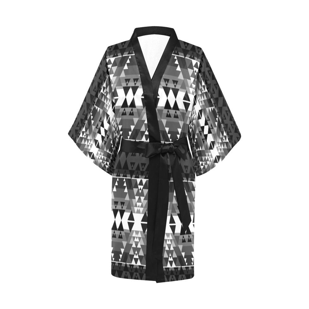 Writing on Stone Black and White Kimono Robe Artsadd
