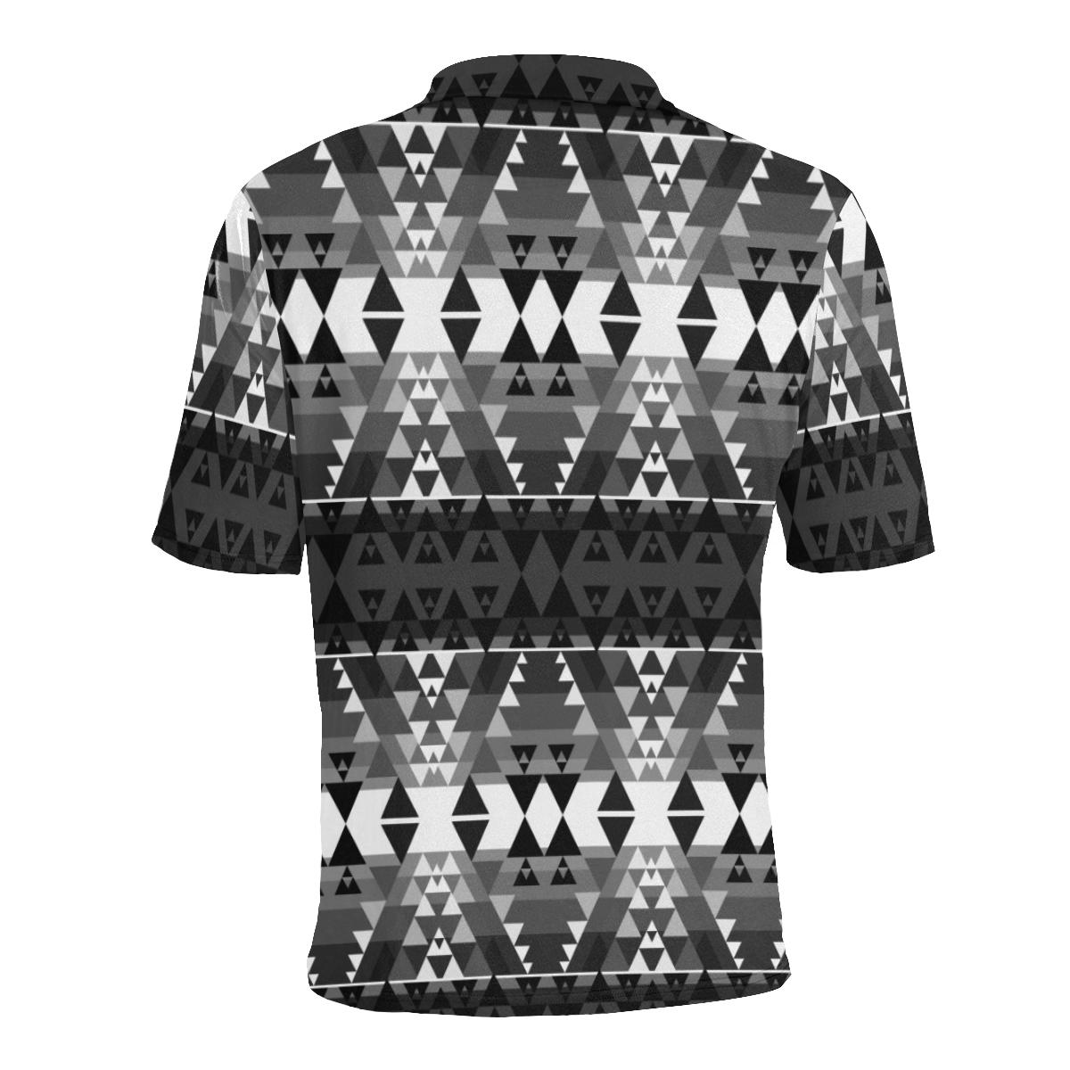 Writing on Stone Black and White Men's All Over Print Polo Shirt (Model T55) Men's Polo Shirt (Model T55) e-joyer