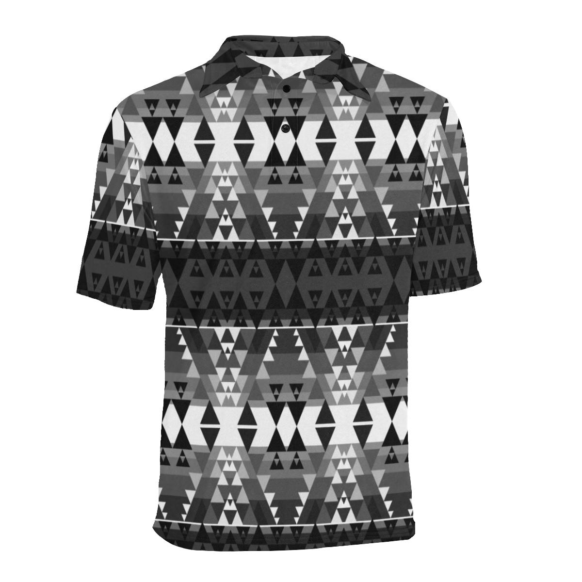 Writing on Stone Black and White Men's All Over Print Polo Shirt (Model T55) Men's Polo Shirt (Model T55) e-joyer