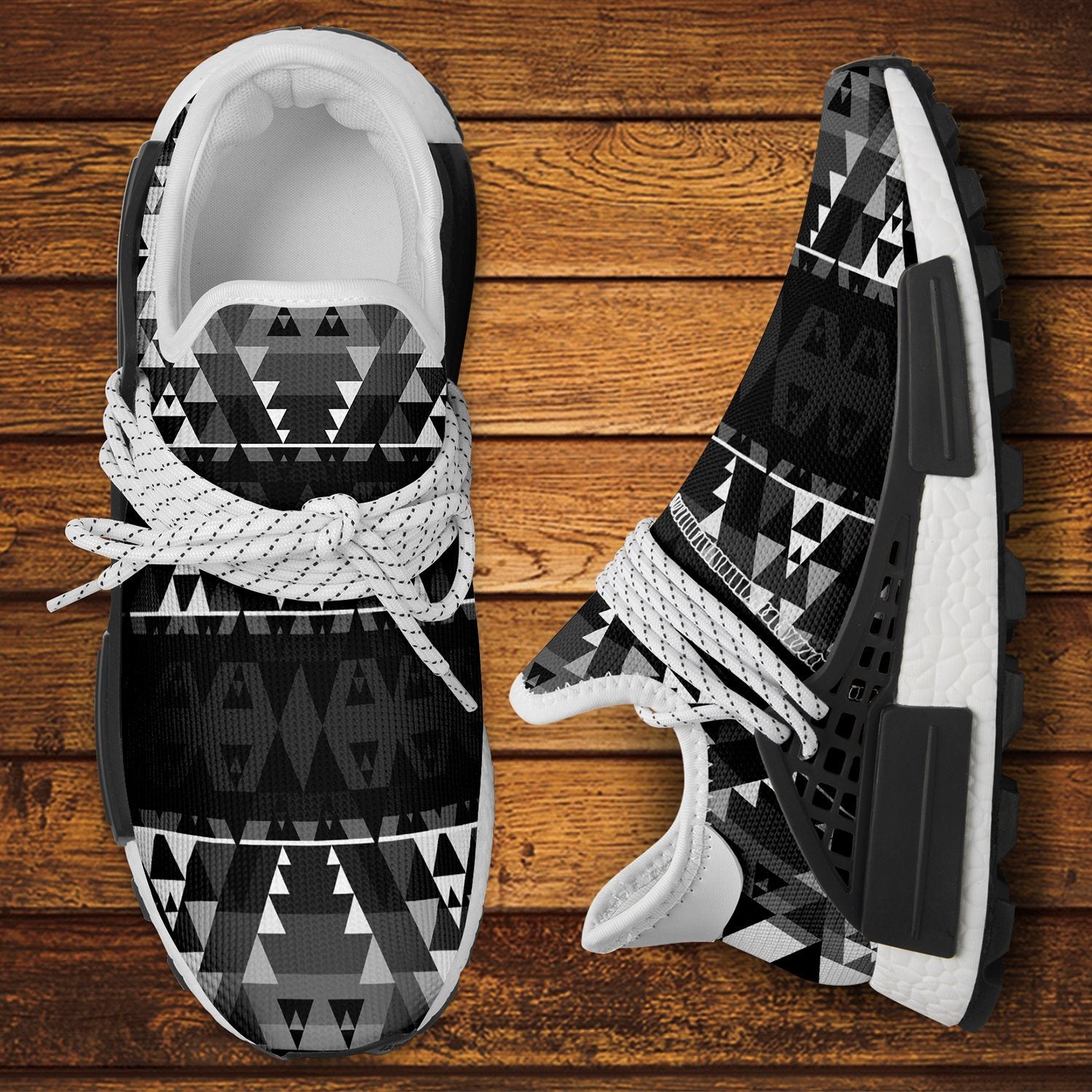 Writing on Stone Black and White Okaki Sneakers Shoes 49 Dzine