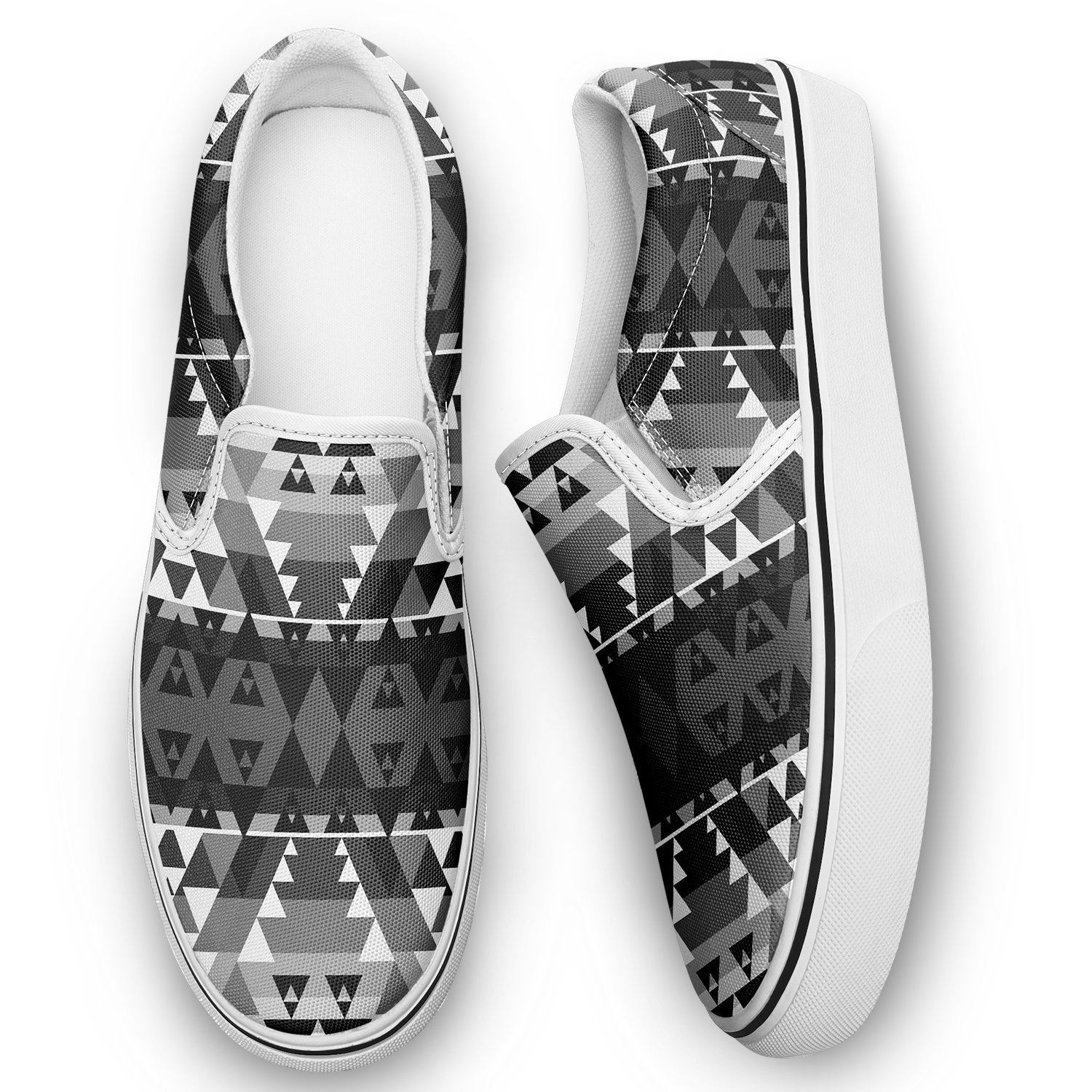 Writing on Stone Black and White Otoyimm Kid's Canvas Slip On Shoes 49 Dzine