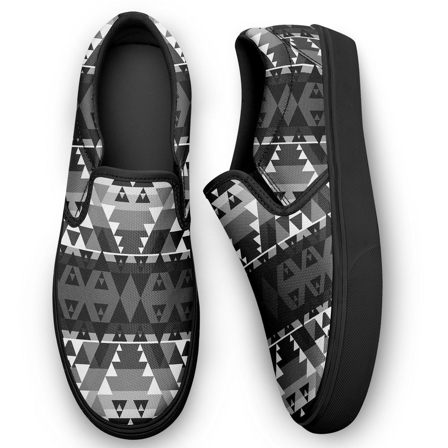 Writing on Stone Black and White Otoyimm Kid's Canvas Slip On Shoes 49 Dzine