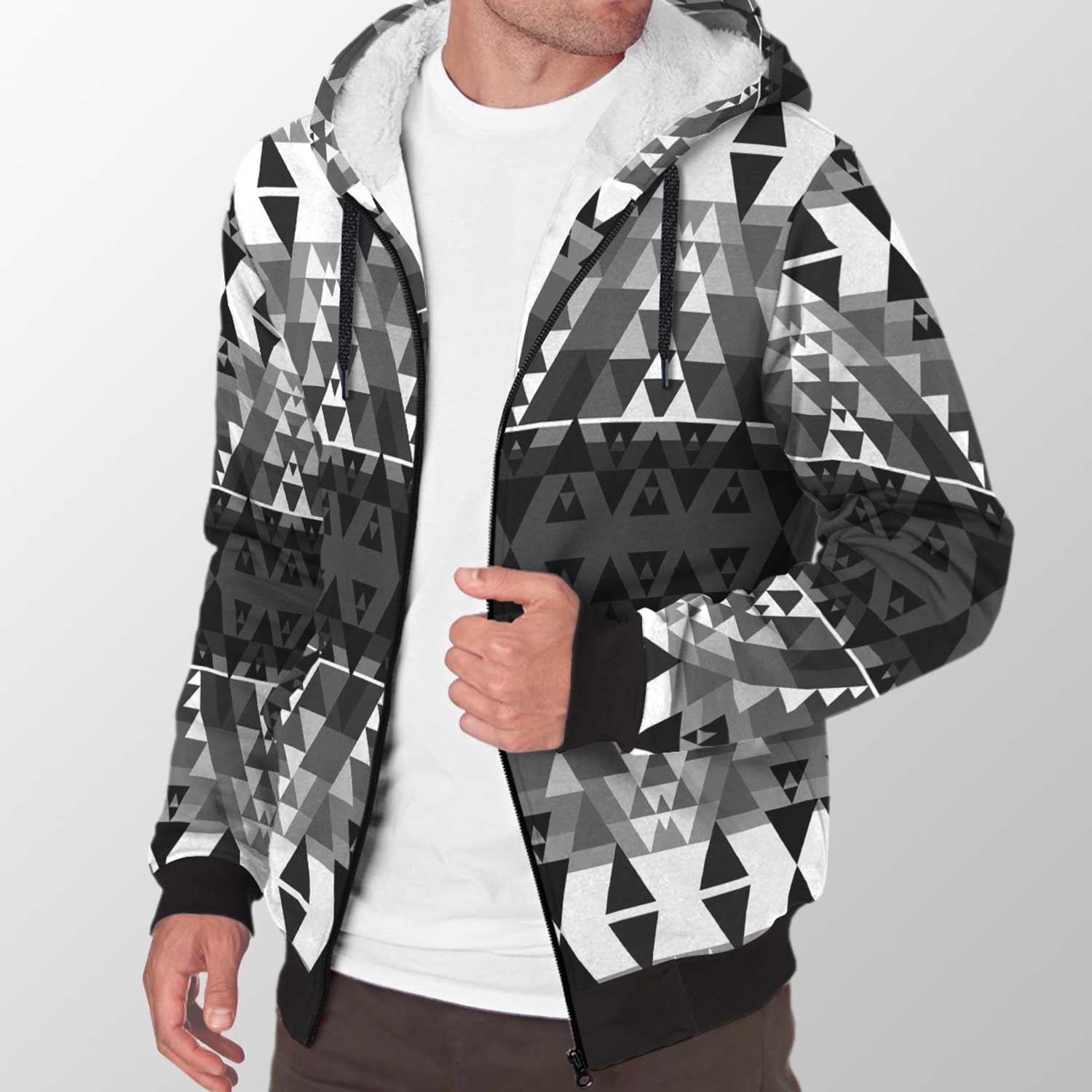 Writing on Stone Black and White Sherpa Hoodie 49 Dzine