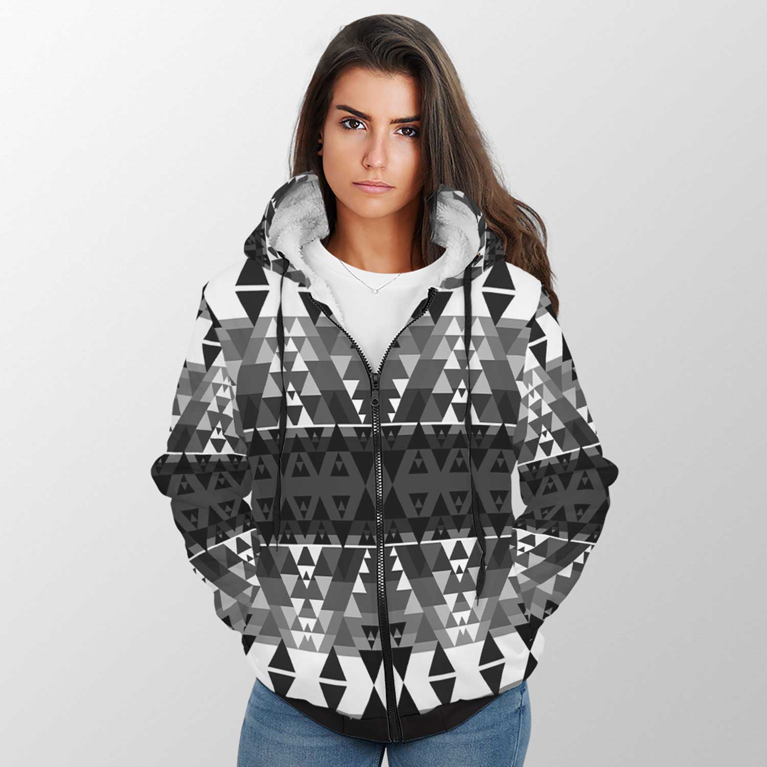 Writing on Stone Black and White Sherpa Hoodie 49 Dzine