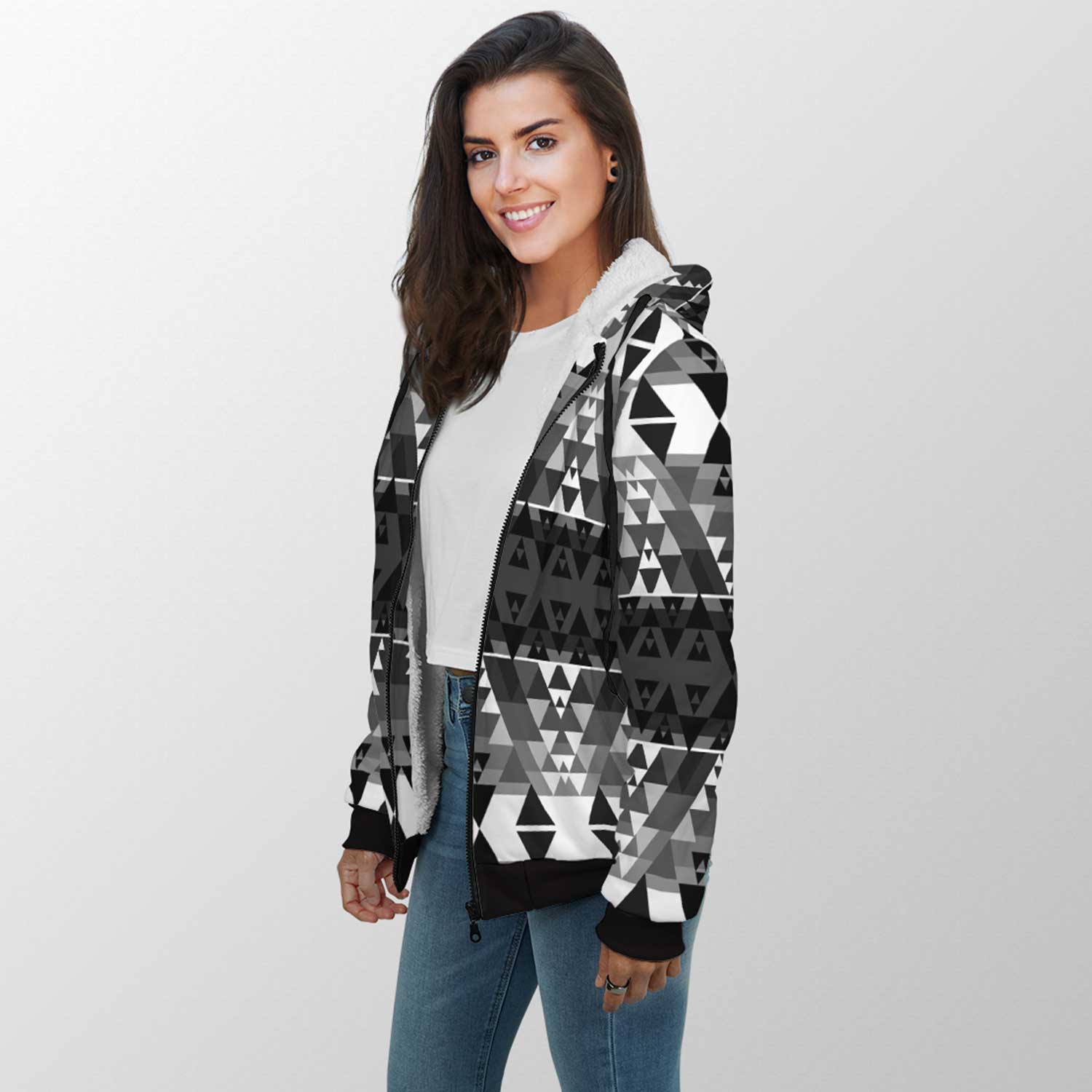 Writing on Stone Black and White Sherpa Hoodie 49 Dzine