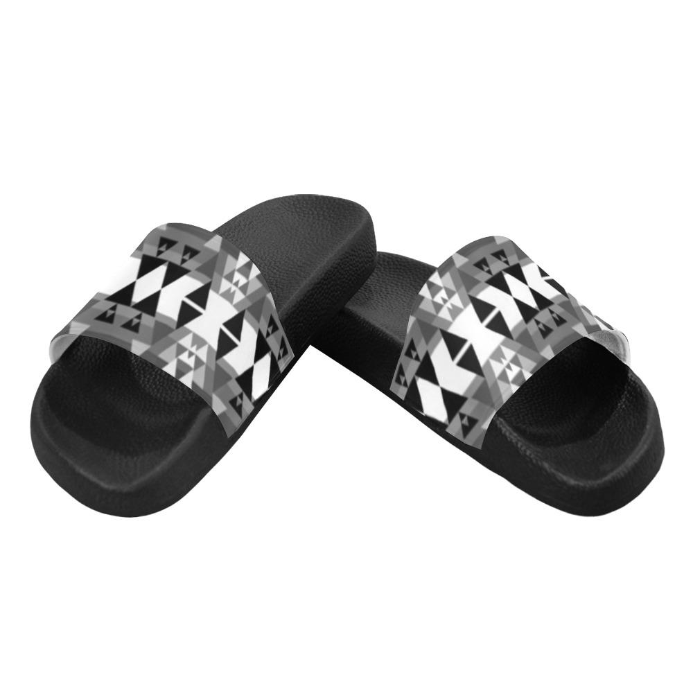 Writing on Stone Black and White Women's Slide Sandals (Model 057) Women's Slide Sandals (057) e-joyer