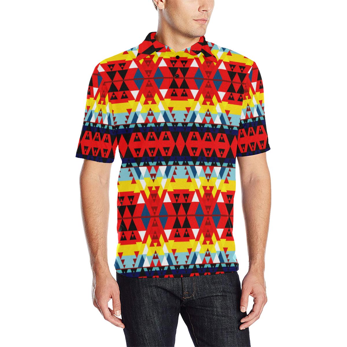 Writing on Stone Enemy Retreat Men's All Over Print Polo Shirt (Model T55) Men's Polo Shirt (Model T55) e-joyer