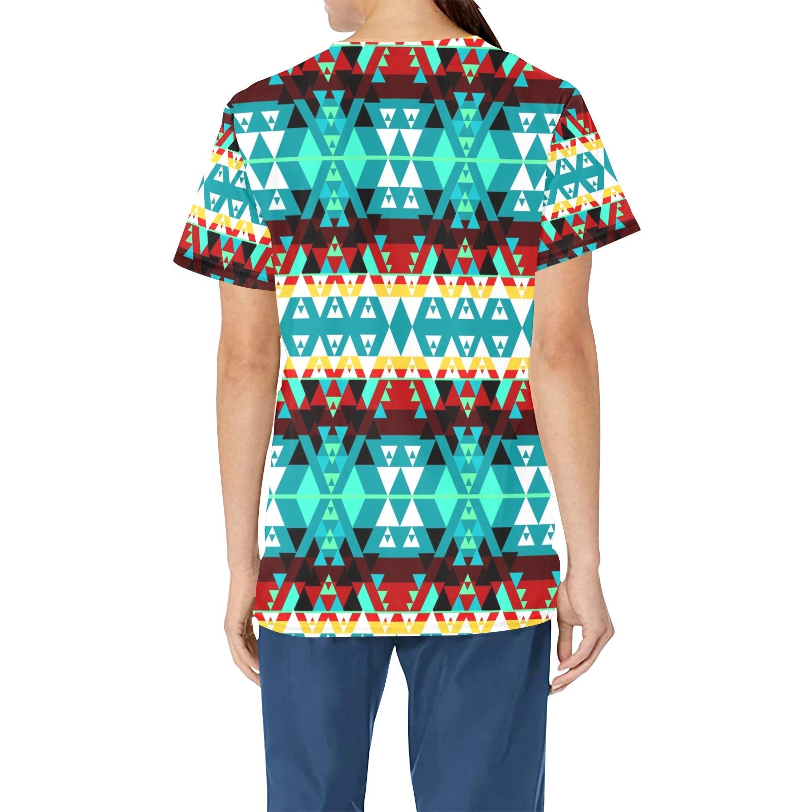 Writing on Stone Wheel All Over Print Scrub Top Scrub Top e-joyer
