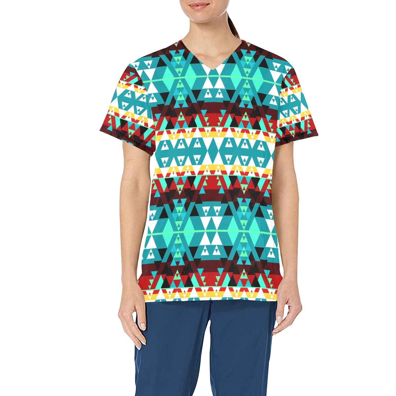 Writing on Stone Wheel All Over Print Scrub Top Scrub Top e-joyer
