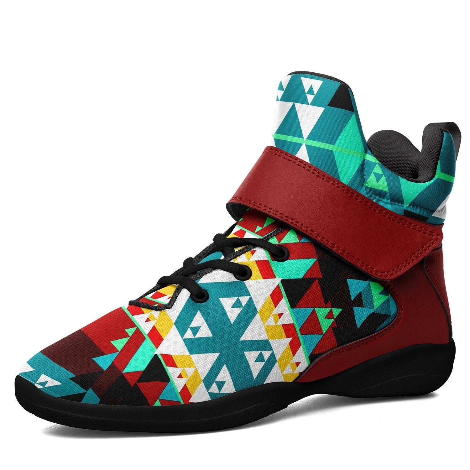 Writing on Stone Wheel Kid's Ipottaa Basketball / Sport High Top Shoes 49 Dzine US Child 12.5 / EUR 30 Black Sole with Dark Red Strap