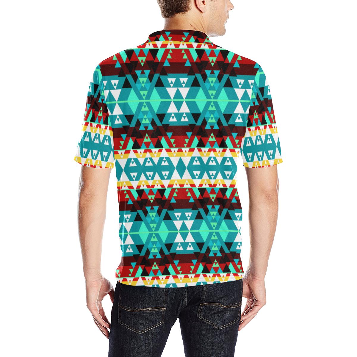 Writing on Stone Wheel Men's All Over Print Polo Shirt (Model T55) Men's Polo Shirt (Model T55) e-joyer