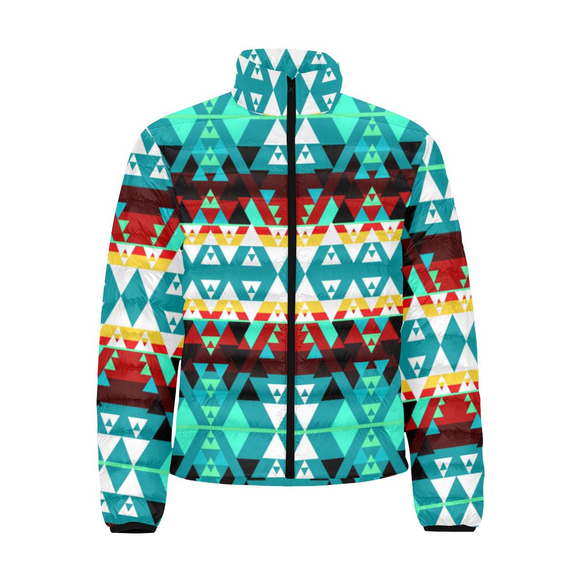 Writing on Stone Wheel Men's Stand Collar Padded Jacket (Model H41) Men's Stand Collar Padded Jacket (H41) e-joyer