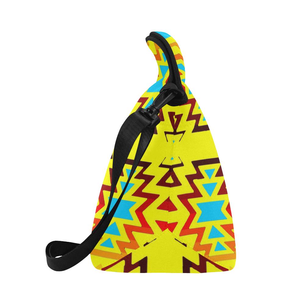 Yellow with Fire Large Insulated Neoprene Lunch Bag That Replaces Your Purse (Model 1669) Neoprene Lunch Bag/Large (1669) e-joyer
