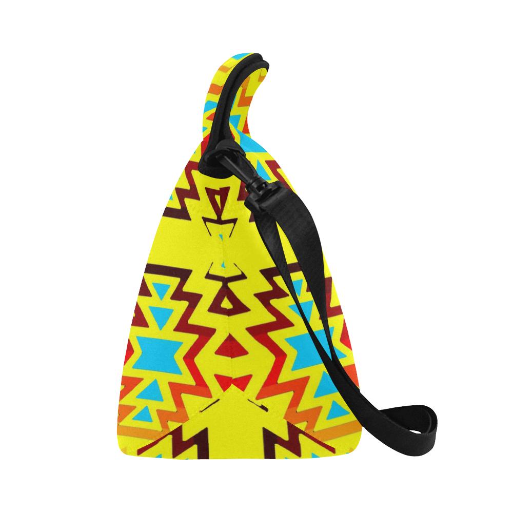 Yellow with Fire Large Insulated Neoprene Lunch Bag That Replaces Your Purse (Model 1669) Neoprene Lunch Bag/Large (1669) e-joyer
