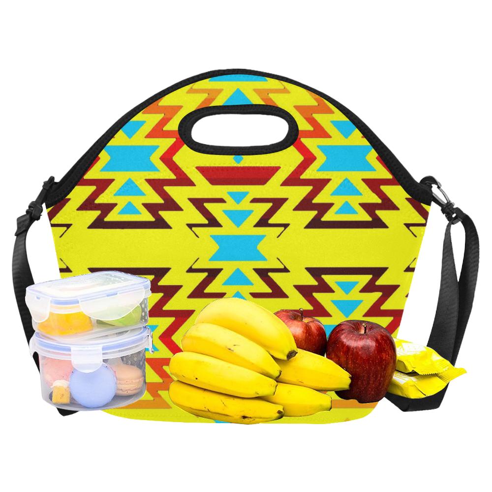 Yellow with Fire Large Insulated Neoprene Lunch Bag That Replaces Your Purse (Model 1669) Neoprene Lunch Bag/Large (1669) e-joyer