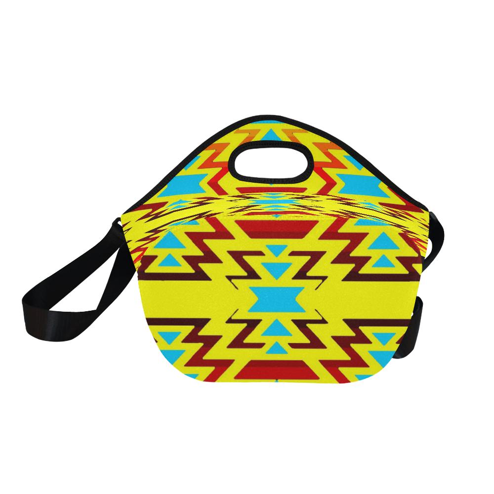 Yellow with Fire Large Insulated Neoprene Lunch Bag That Replaces Your Purse (Model 1669) Neoprene Lunch Bag/Large (1669) e-joyer
