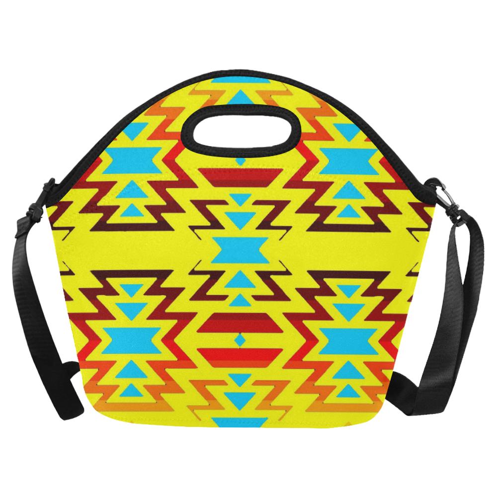 Yellow with Fire Large Insulated Neoprene Lunch Bag That Replaces Your Purse (Model 1669) Neoprene Lunch Bag/Large (1669) e-joyer