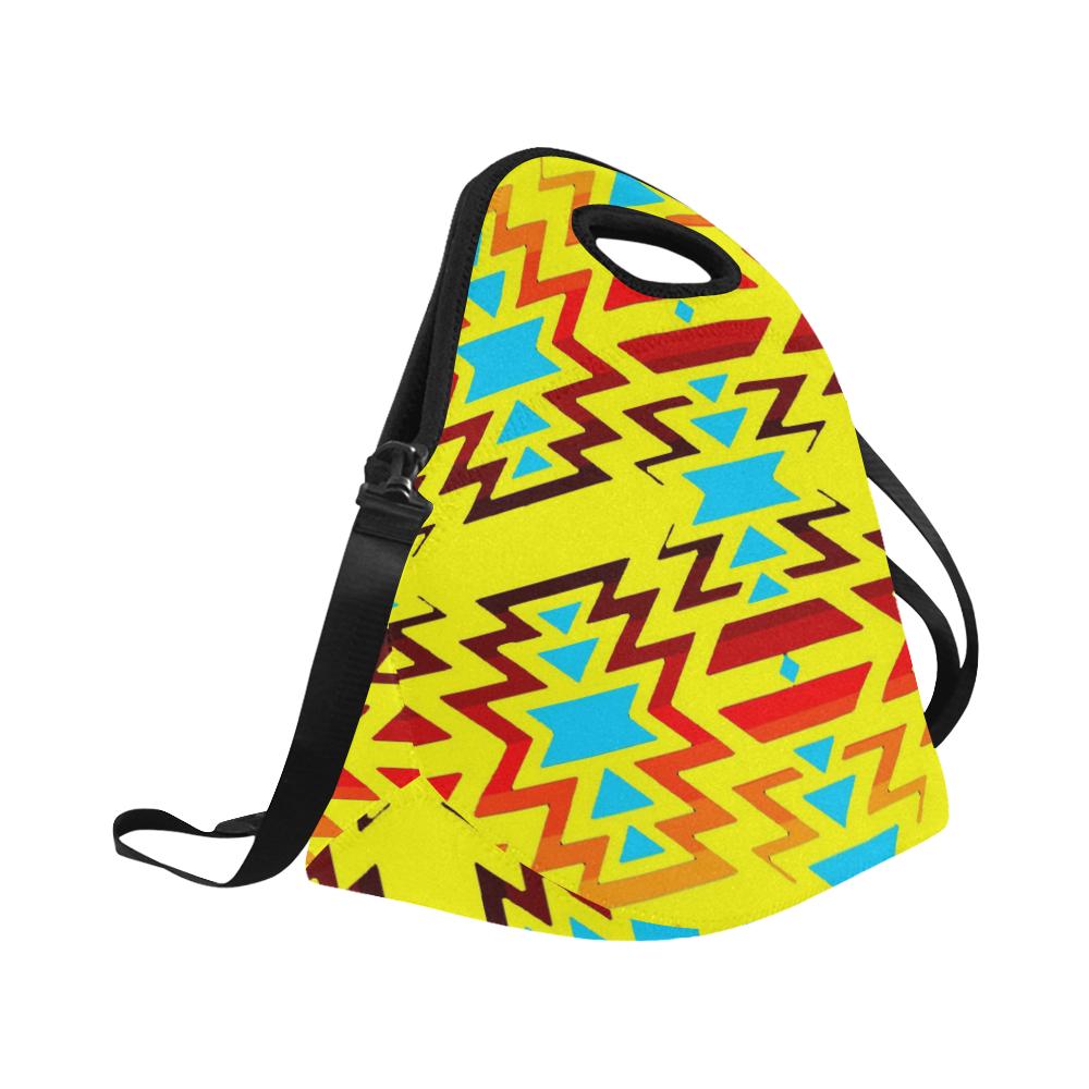Yellow with Fire Large Insulated Neoprene Lunch Bag That Replaces Your Purse (Model 1669) Neoprene Lunch Bag/Large (1669) e-joyer
