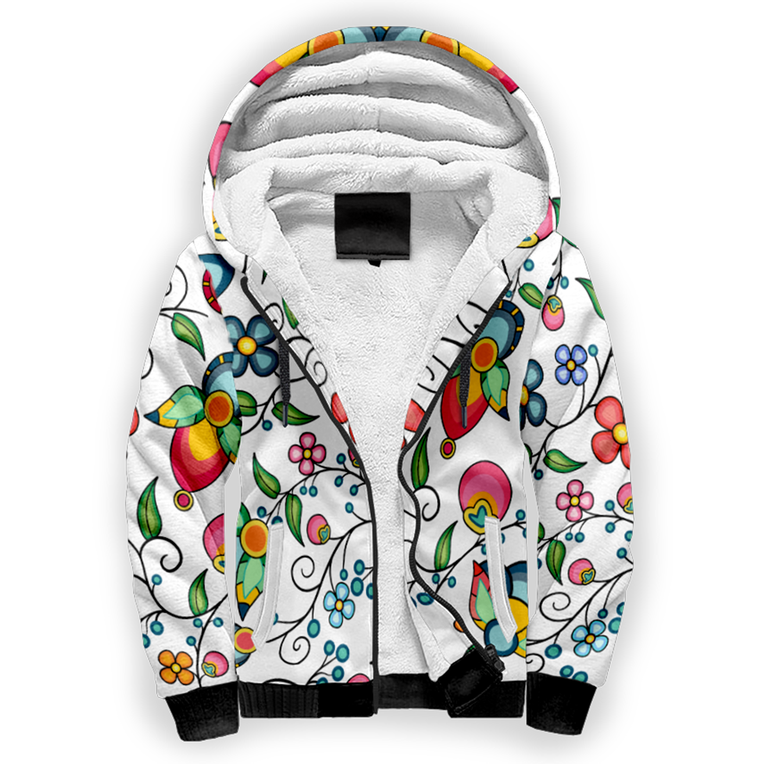 Floral Bounty White Sherpa Hoodie