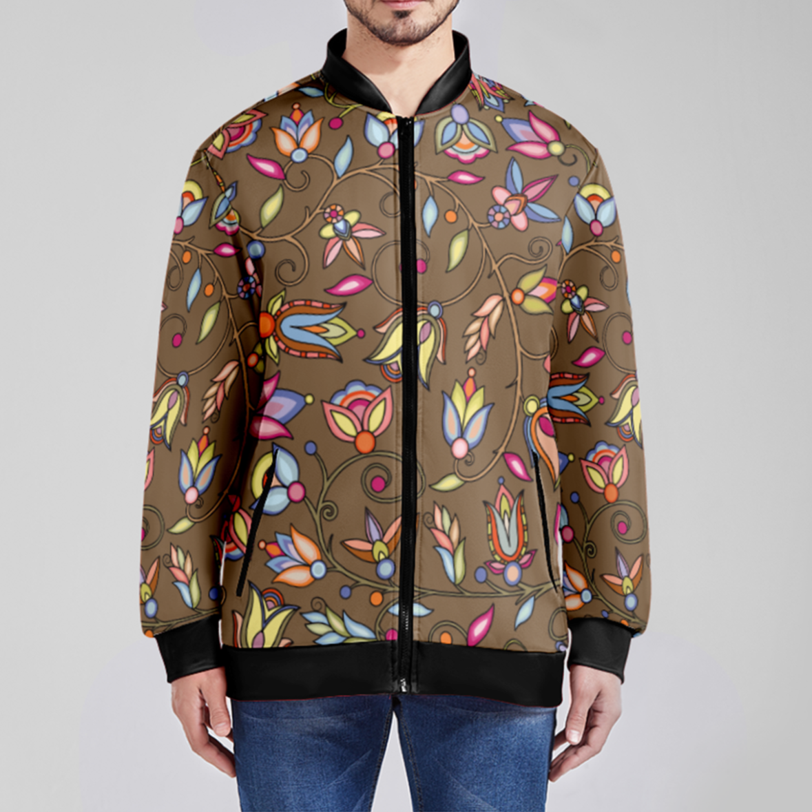 Buffalo Bloom Earth Song Zippered Collared Lightweight Jacket