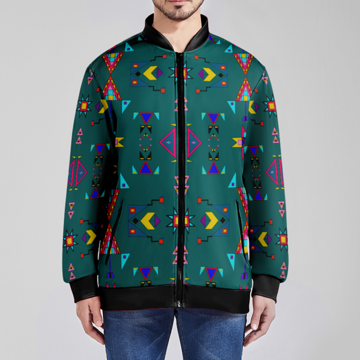 Enemy Territory Teal Zippered Collared Lightweight Jacket