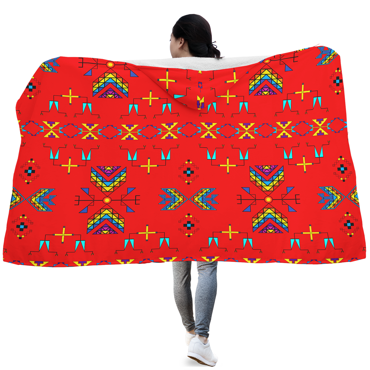 Rainy Chief Rainbow Red Hooded Blanket