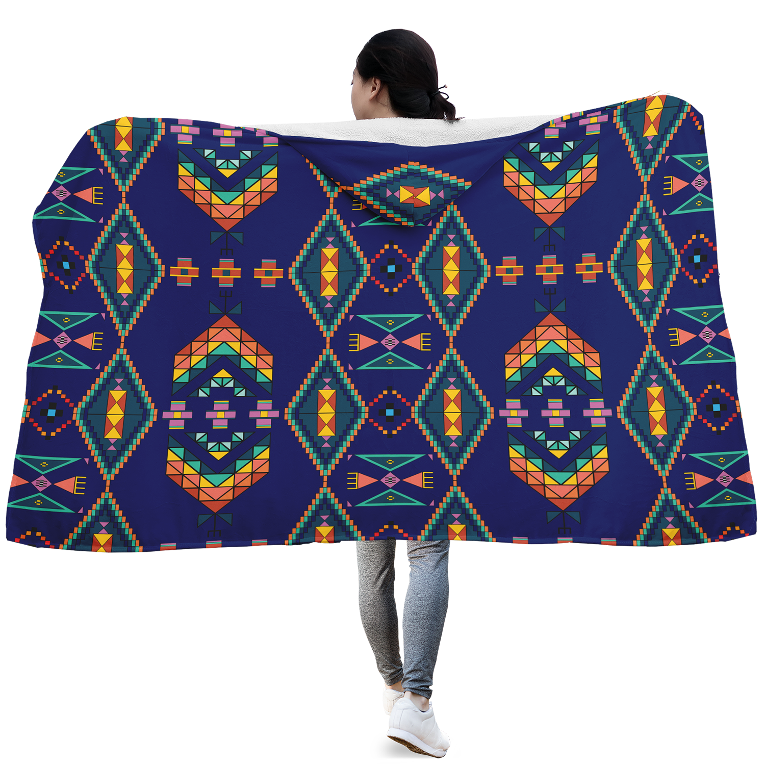 Travois Tipi Blue Hooded Blanket