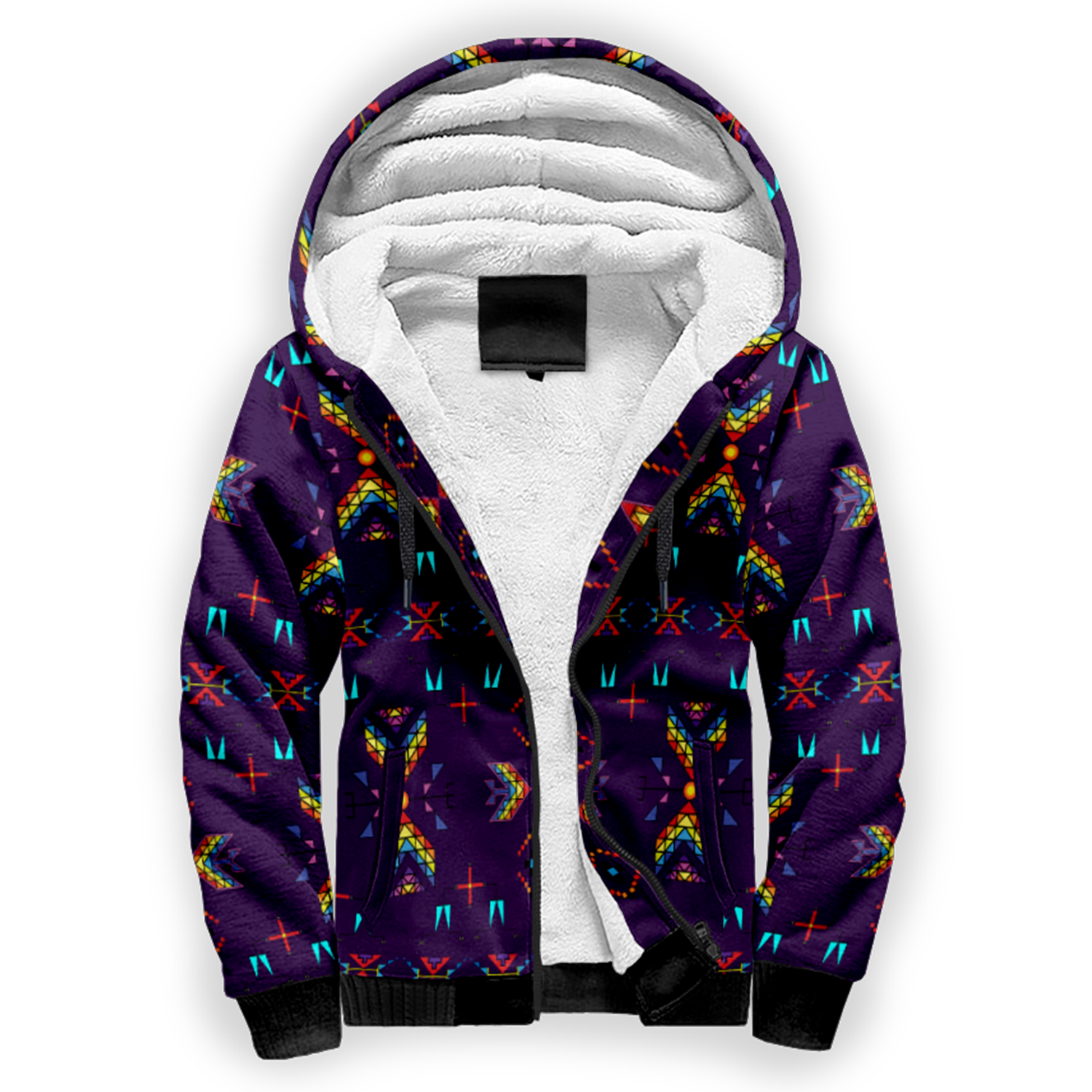 Rainy Chief Rainbow Dark Purple Sherpa Hoodie