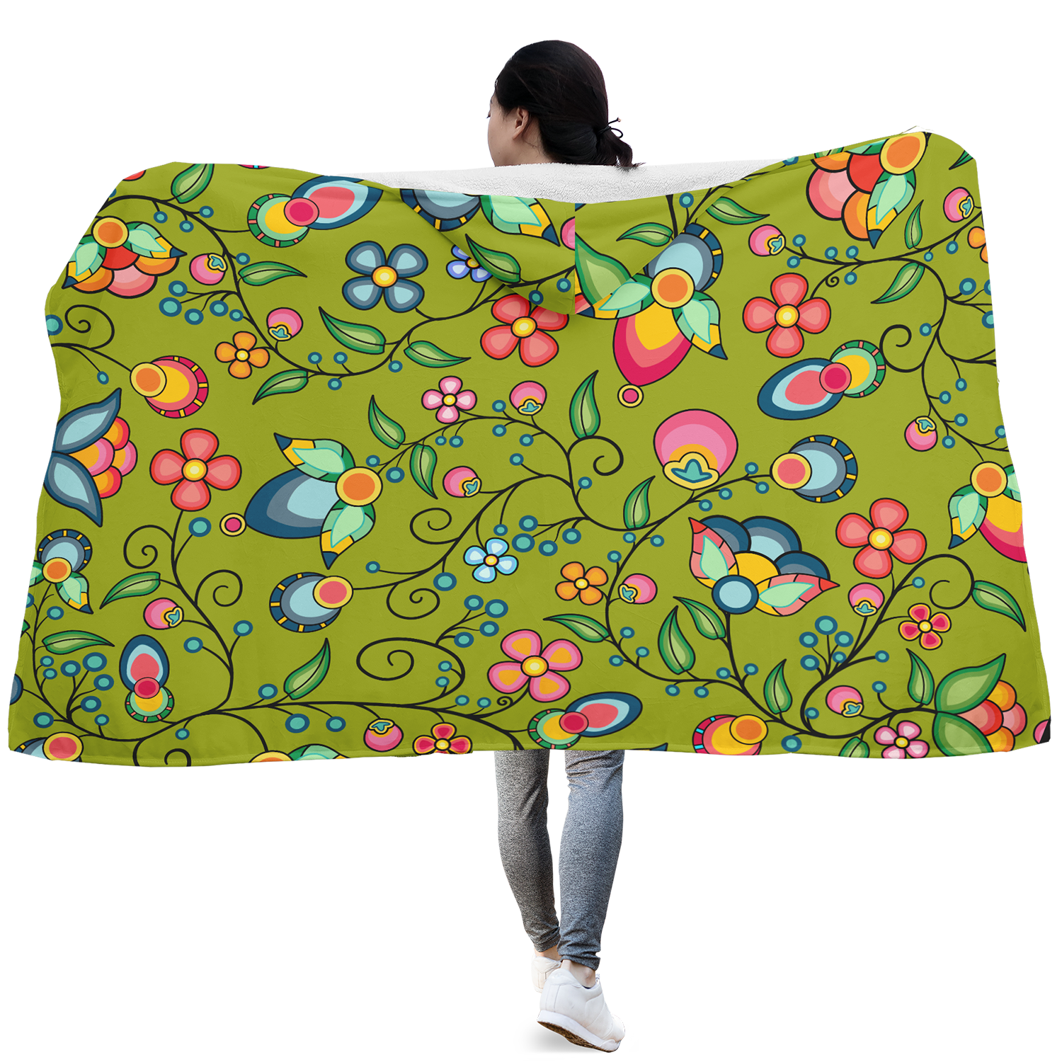 Floral Bounty Sweetgrass Hooded Blanket