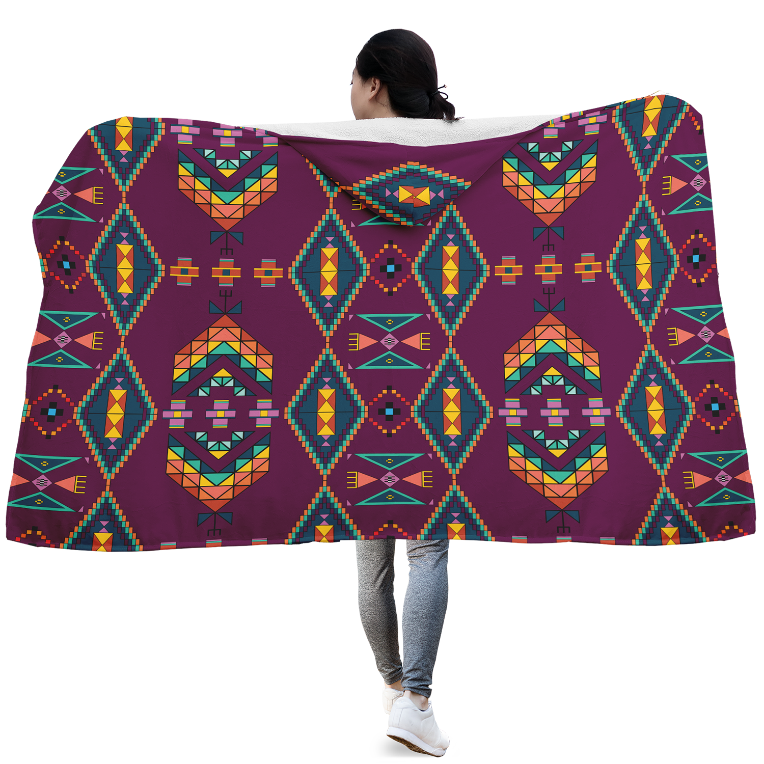 Travois Tipi Berry Hooded Blanket