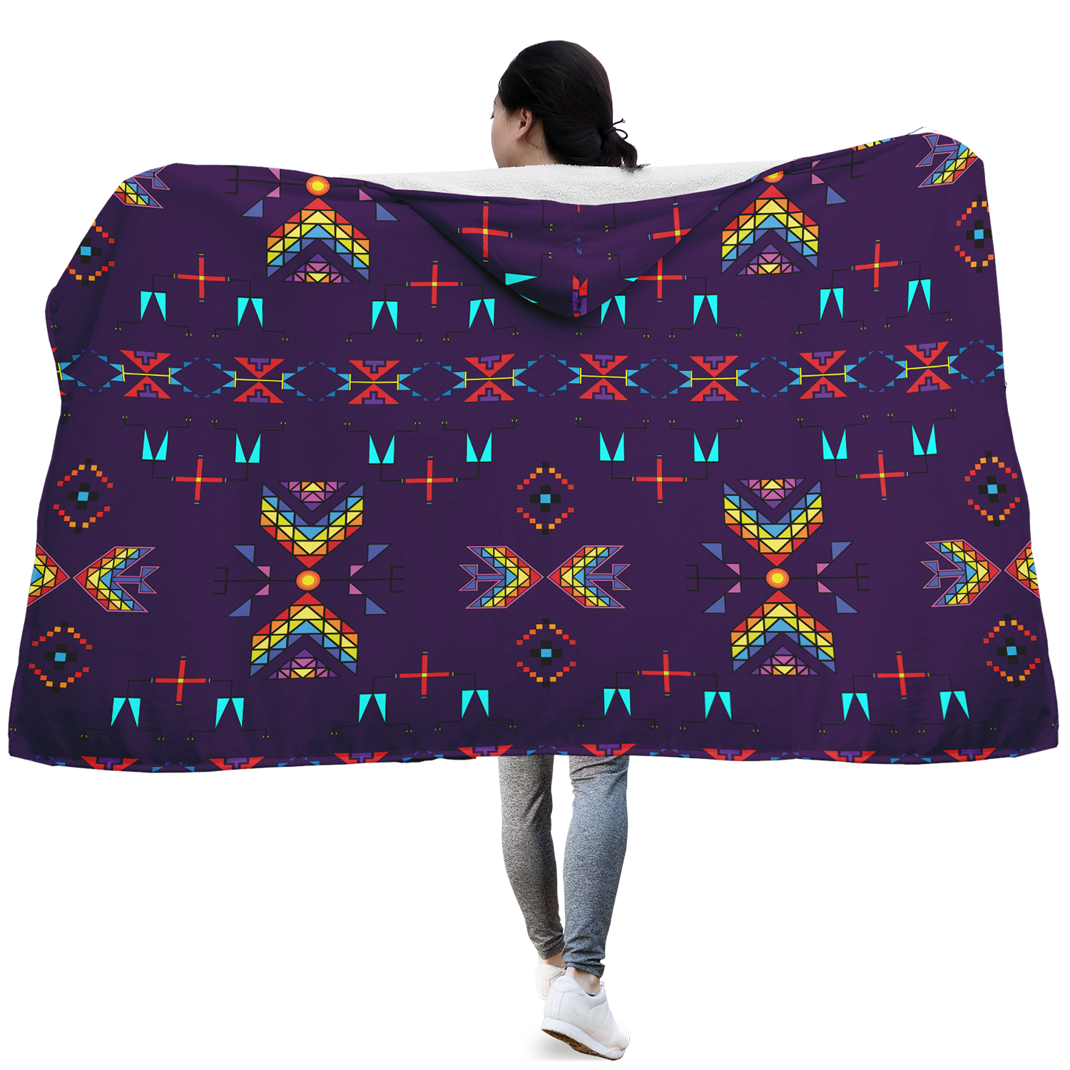 Rainy Chief Rainbow Dark Purple Hooded Blanket