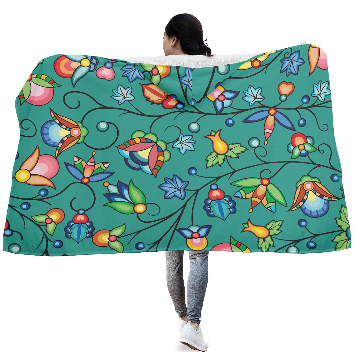 Prairie Plains Spirit Afternoon Sky Hooded Blanket